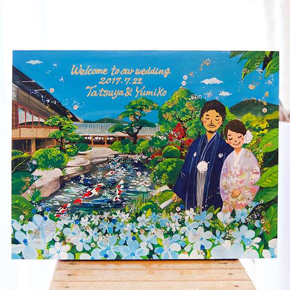 ウェルカムボード(木製パネル)の写真です